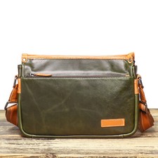 Herren Leder Umhängetasche Grün Schultertasche Verstellbarer Riemen Vintage Look