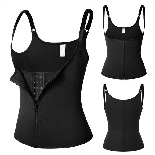 Mujeres Entrenador de Cintura Ajustador Cremallera Modelador de Cuerpo Sauna Prendas Moldeadoras Chaleco Sudadera Camisa Prenda para el torso - Imagen 13 de 19