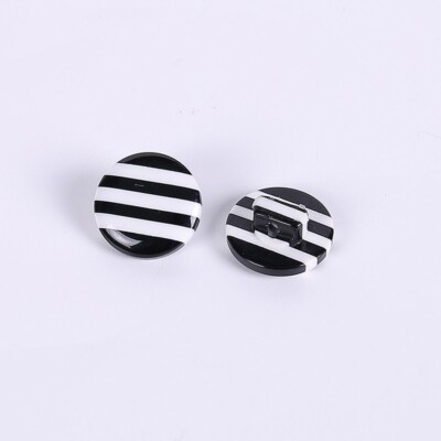 Resin Buttons 14mm x 14mm - Black White Striped Pattern - Shank - Acrylic Button