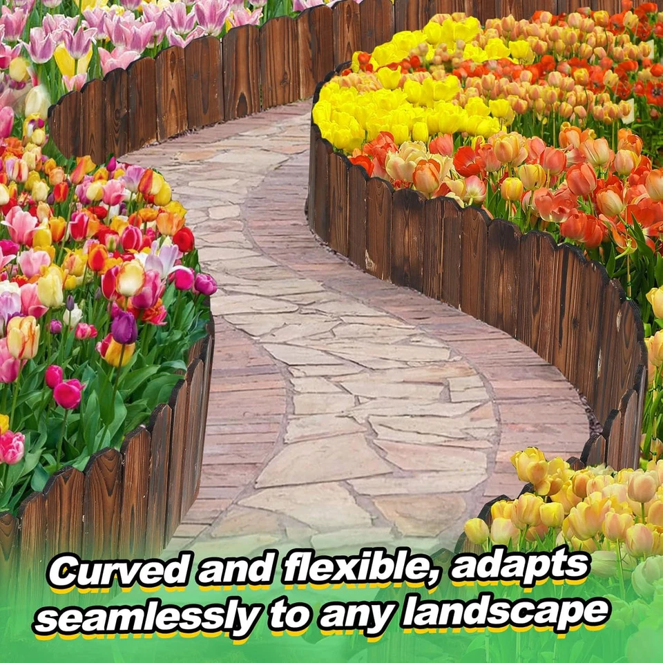 Cerca de jardín de madera de pino rústico - 13,1 pies L * 12 pulgadas H madera resistente fácil de instalar Foto 2 de 4