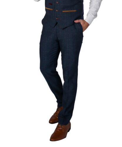 Herren Formeller Tweed Herringbone Marineblau Separat erhältlich Anzug für besondere Anlässe - Bild 16 von 17