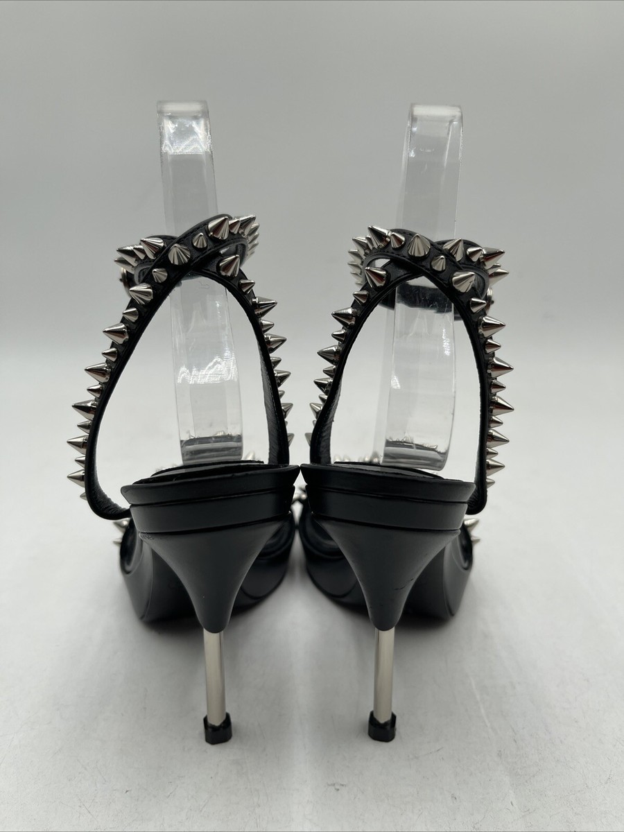 Alexander McQueen Women Black Punk Stud Heel Sandals Size 36