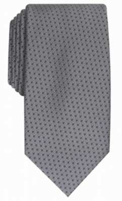 Cravate Perry Ellis Portfolio - Gris Argenté Brillant, 100% Soie