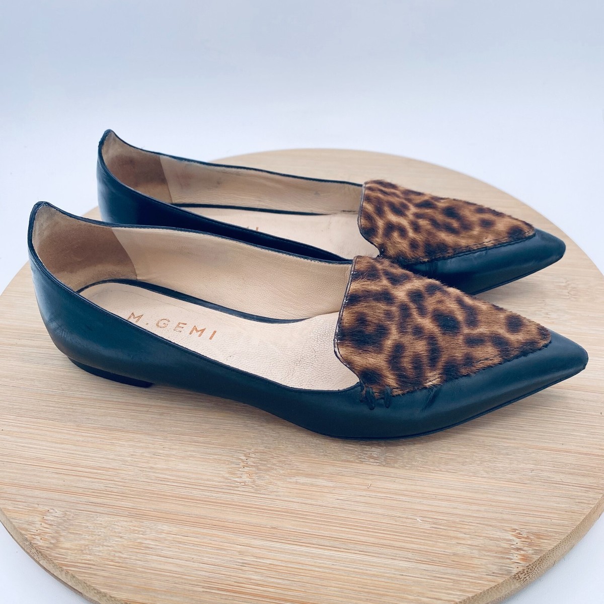 M Gemi Shoes Womens 6.5 36.5 Black Leather Leopard Print  display picture 2