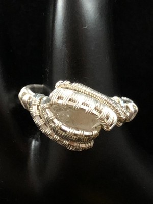 Herkimer Diamant Edelstein Ring in 0,999 Feinsilber poliert Drahtwicklung Größe 9