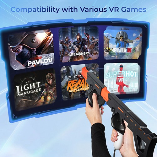 Magnetic VR Gunstock Grip Holder for Meta Quest 3 3S VR Headset Shooting Gaming - Afbeelding 8 van 18
