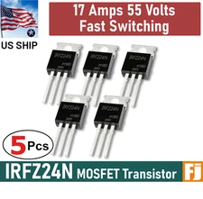 5x IRFZ24N IRFZ24 Power MOSFET Transistor 17A 55V Fast Switch NPN IR | US Ship