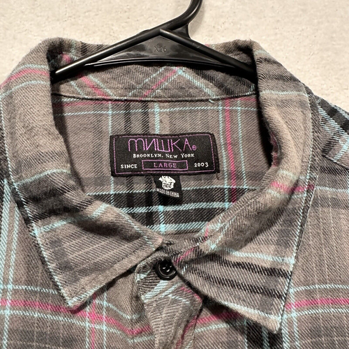Vintage Mishka NYC Flanel Shirt Long Sleeve Medium Mens Mid Weight RARE OG Color - Picture 2 of 5