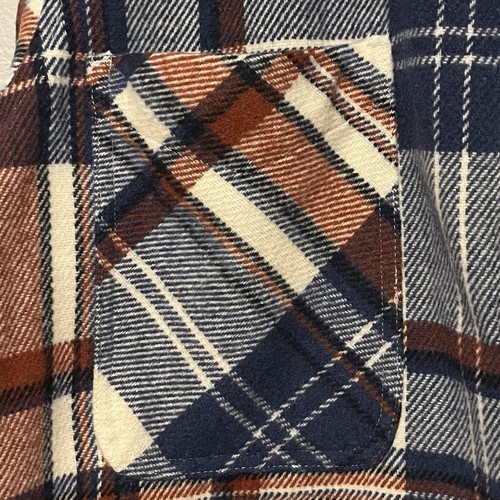 Como Vintage Marrone, Blu e Panna Spessa Plaid Flanella Shacket Taglia XLarge - Foto 5 di 10