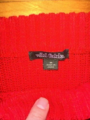 Wild Fable Women's Knit Long Sleeve Cropped Sweater Size M Red - Picture 4 of 7