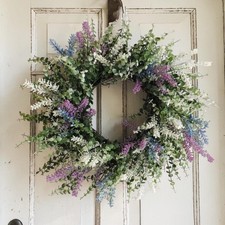 Wire Vine Wreath, Lavender, Blue White Berries, Front Door, Spring, Summer