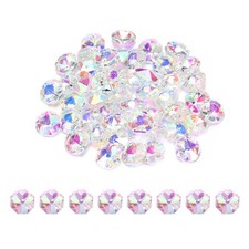 50Pcs 14mm 1 Hole K9 Crystal Octagon Glass Chandelier Beads, AB Color