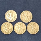 Walking Liberty Half Dollars 90% Silver, Lot of 5, 1940's, Lot 013