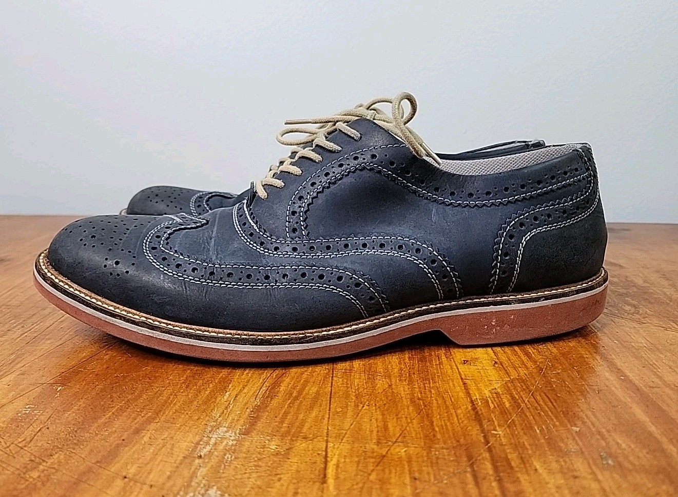 SAOLA Scarpe Oxford 1901 uomo taglia 12M blu scuro stringate pelle punta cappuccio M72913