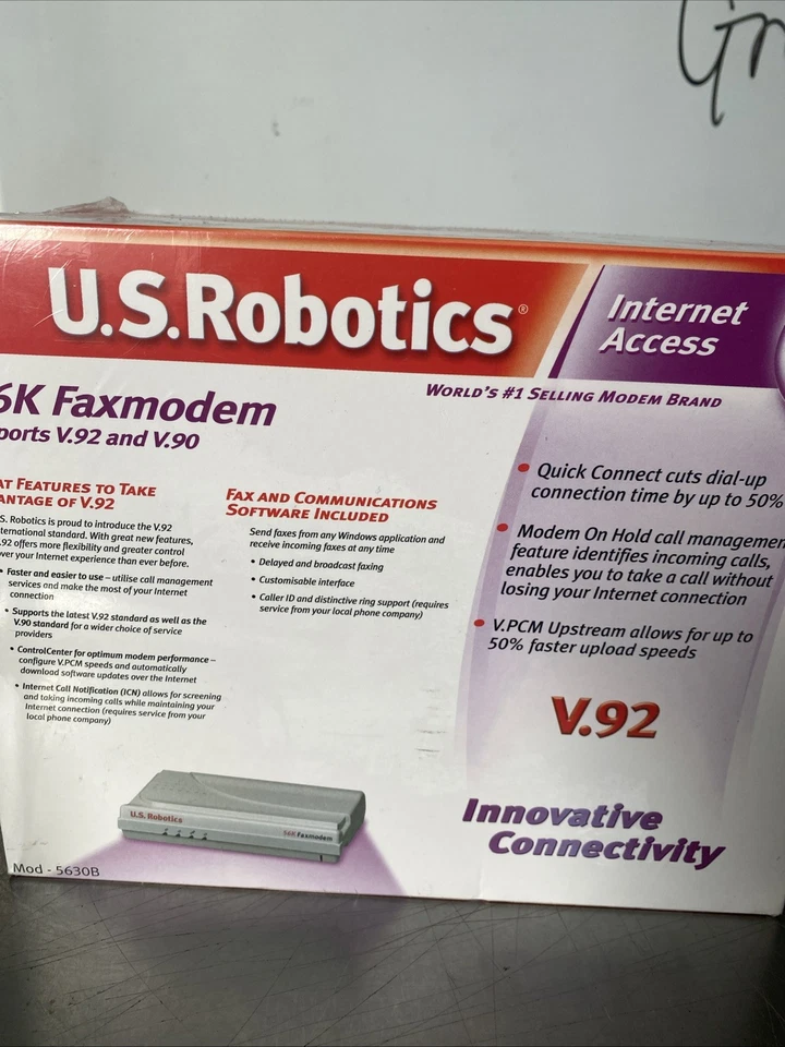 US Robotics 56K Faxmodem Vintage Computing Internet Access ModemNew Sealed 5630B - Image 3 of 4