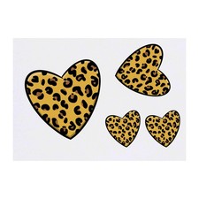 4 x 'Leopard Print Heart' Temporary Tattoos / Transfers TO00042847 