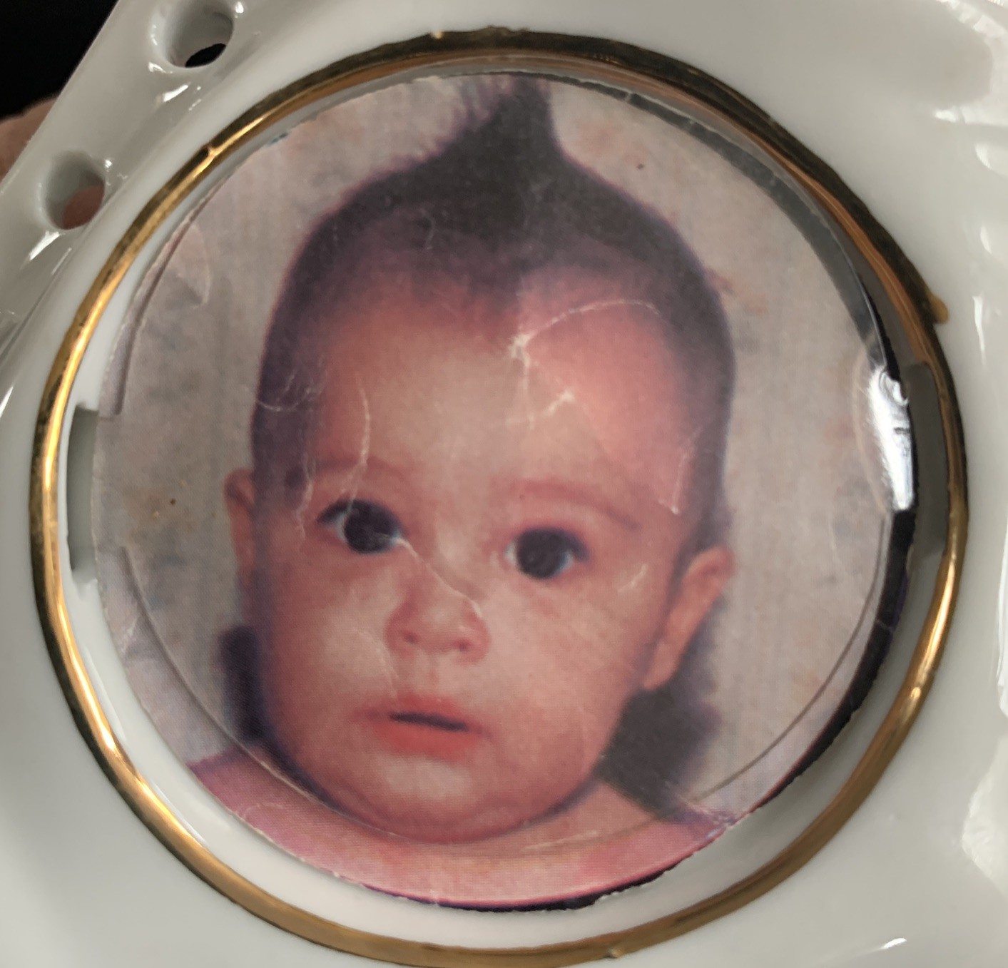 VTG Ceramic Baby Bootie Picture Frame Trinket Planter Felt Bottom Taiwan Unisex