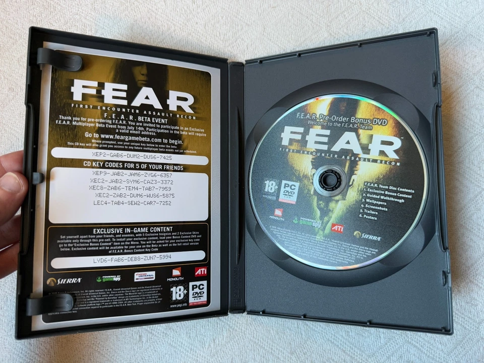 FEAR Pre-Order Bonus DVD First Encounter Assault Recon PC - VGC CIB - Tracked - Image 4 of 4
