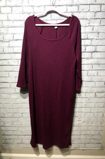 Old Navy, Women Plus 2X, Dark Red Long Sleeve Ribbed Pullover Knit Sweater Dress