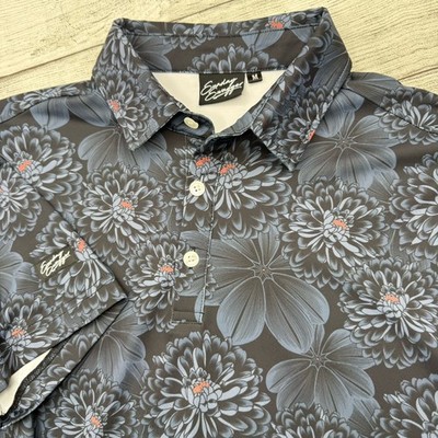 Sunday Swagger ''Midnight'' Performance Golf Polo Shirt Size Medium Floral AOP