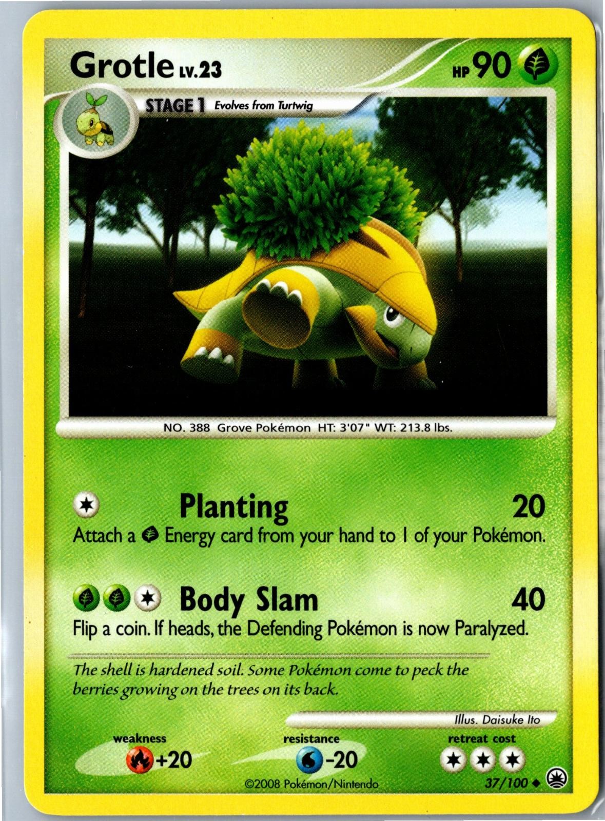 Pokemon Card - Grotle Majestic Dawn 37/100 2008 Uncommon Lightly Played