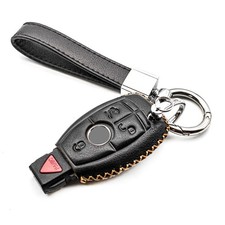 Genuine Leather Key Fob Cover Case Protector for Mercedes Benz 3-4 Button Black
