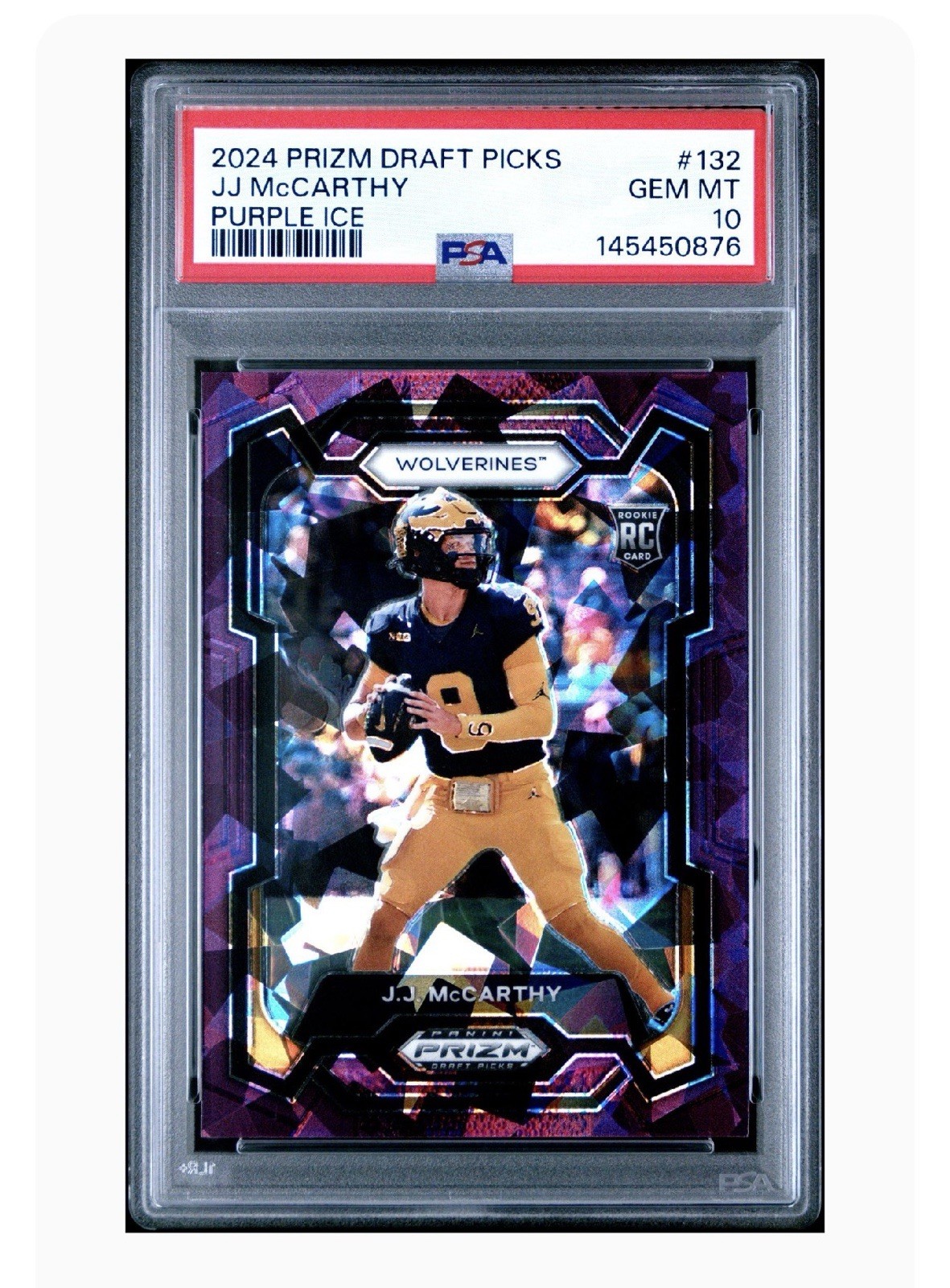 2024 Panini Prizm JJ McCarthy #132 Purple Ice Prizm PSA 10 /149
