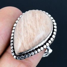 Orange Aventurine Gemstone Handmade 925 Silver Jewelry Ring Size Adjustable