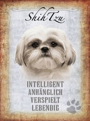 Holzschild 40x30 cm Shih Tzu Hund Deko Geschenk Holz Schild