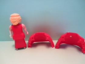 Playmobil figure WOMAN W/ BLOND HAIR IN FORMAL GOWN W/ SILVER LORGNETTE + HAT