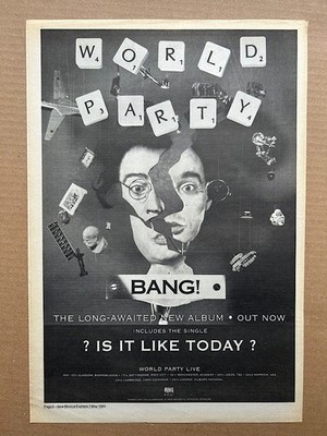WORLD PARTY BANG POSTER SIZED original music press advert from 1990 - these vint