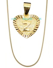 18K Gold Filled Shiny Tarnish-Resist Alphabet Letter "Z" Heart Pendant Necklace