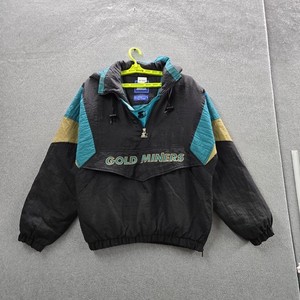 VINTAGE Sacramento Gold Miners Men Jacket M Black Embroidered Colorblock 90s