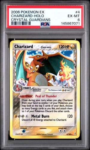 2006 POKEMON EX CRYSTAL GUARDIANS #4 CHARIZARD-HOLO PSA 6