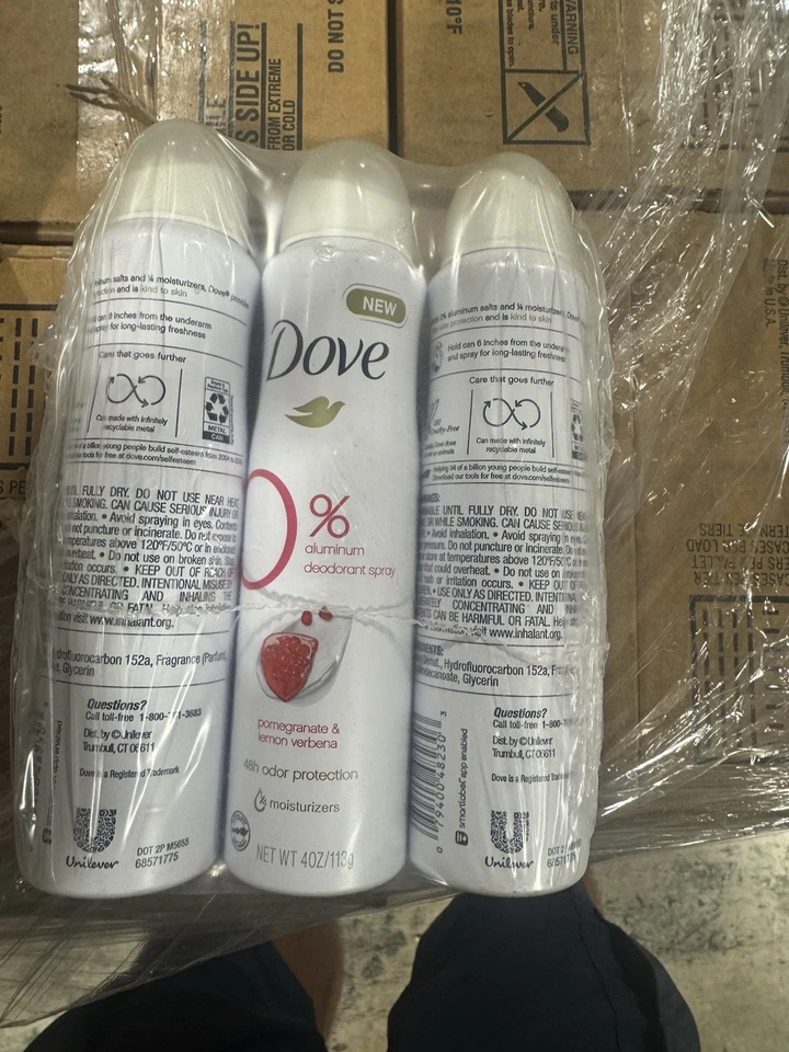 6 PACK Dove 0% Aluminum Free Deodorant Spray, 48 Hr. Pomegranate/Lemon Bulk - Image 3 of 4