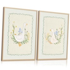 Vintage Nursery Goose Wall Art Decor Baby Girl Room Canvas Poster Sage Green