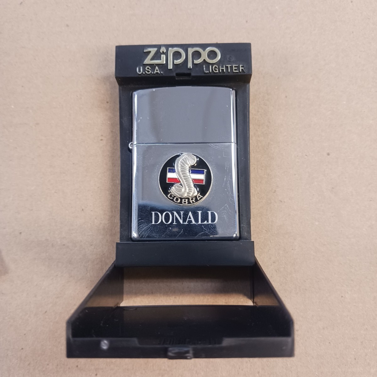 ZIPPO - Shelby Cobra Snake Lighter Polished Chrome New Engraved