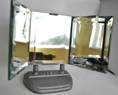 Vtb.  Deco Vanity-optical APEX plate glass triptych mirror RARE