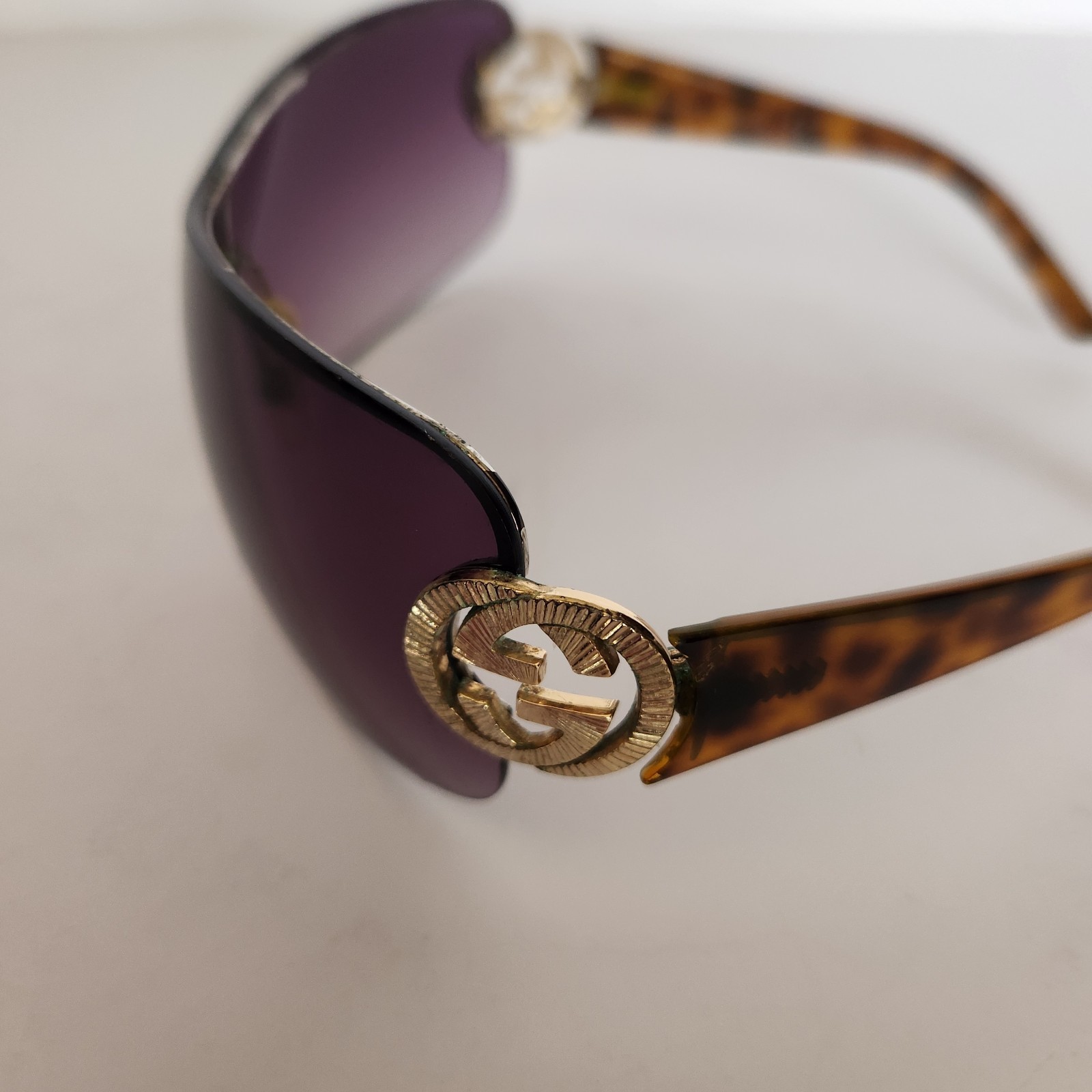 Vintage Gucci Shield Sunglasses Purple Gradient Lenses GC Logo thumbnail 9