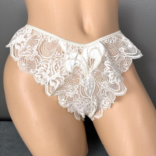 Vintage New Natori Panties Hi Cut Size 5 100 Nylon Lace Satin Cheeky Ivory