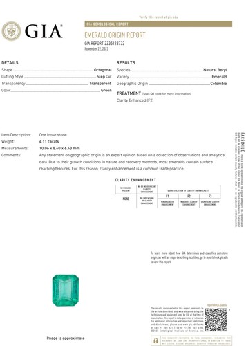 Estate Contemporary Platinum Colombian Emerald Diamond Three Stone Ring - GIA - Picture 11 of 11