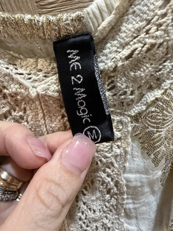 Anthropologie Me 2 Magic Womens Midi Dress MED Floral Boho Peasant crochet NWOT - Image 3 of 4