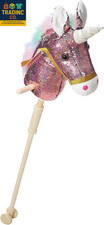 Sequin Unicorn Stick Horse Handcrafted Hobby Horse on a Stick with Wood Wheels R