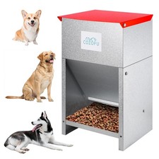 Dog Feeder - Galvanized Metal Pet Food Station for Indoor  Outdoor Use - Aut...