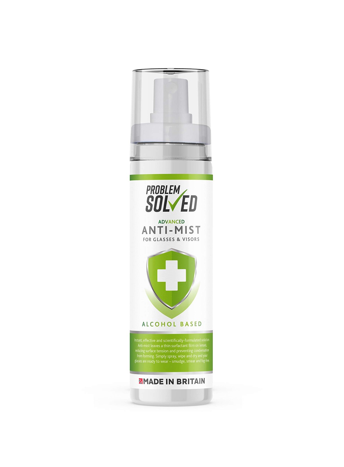 Problem Solved Anti-Mist Fog Demister Spray for Glasses Visors 100ml, Clear