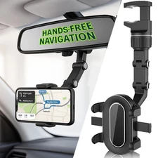 360° Car Truck Rearview Mirror Phone Holder Mount GPS Rear View Cell Home Office