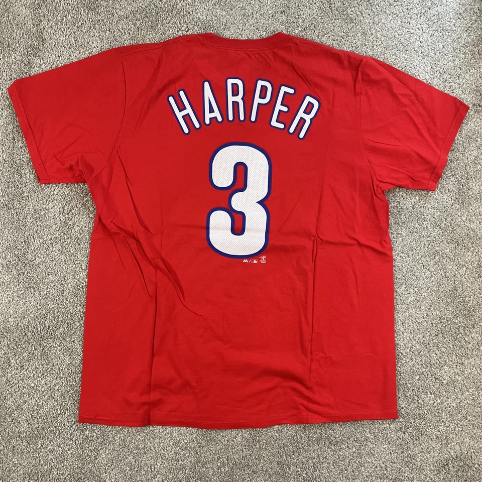 Lote de 3 camisetas de los Filis para hombre nombres en la espalda talla XL rojas blancas majestuosas New Era Foto 2 de 4