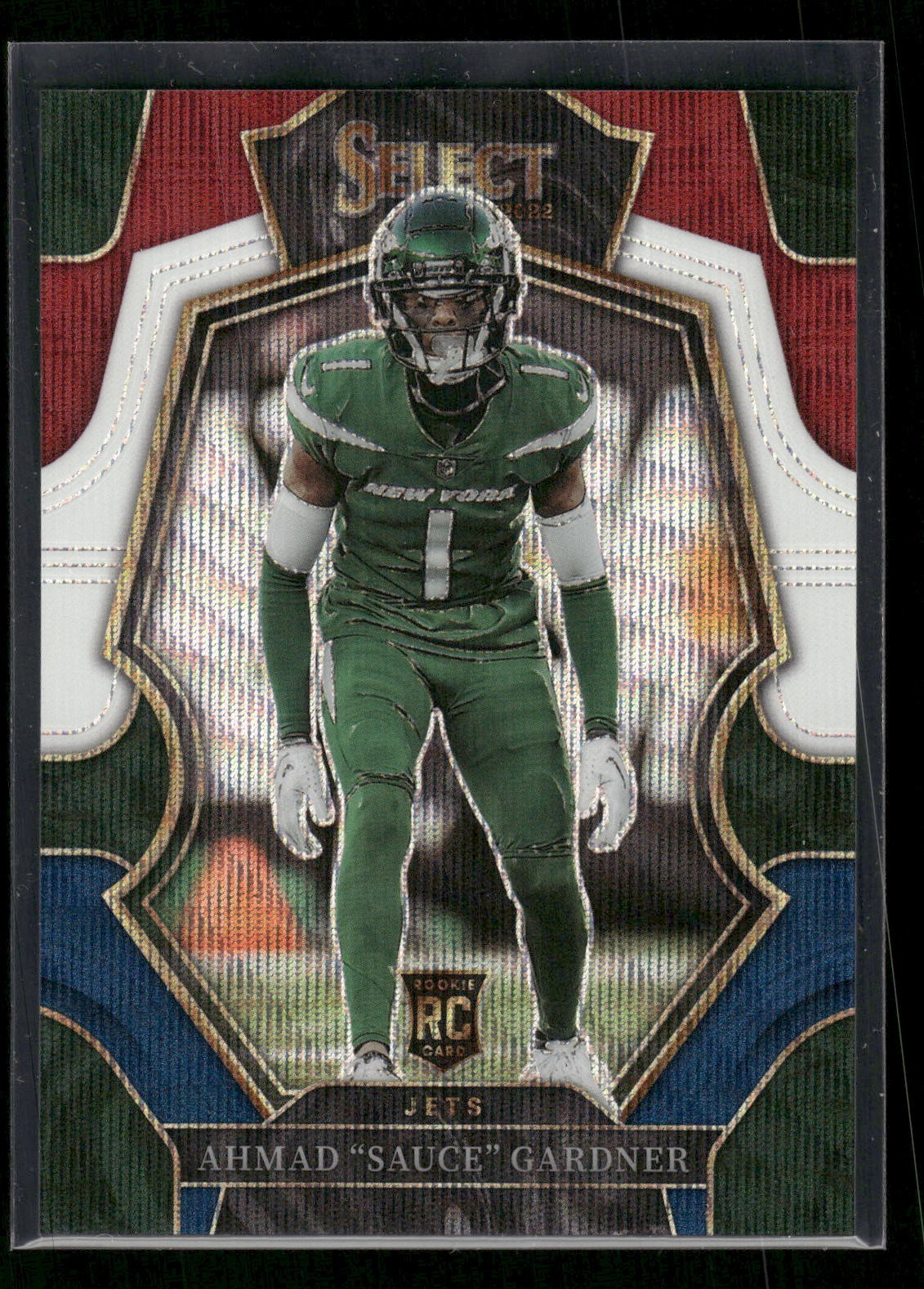 2022 Panini Select #177 Ahmad "Sauce" Gardner #/199 Rookie Tri-Color Prizm