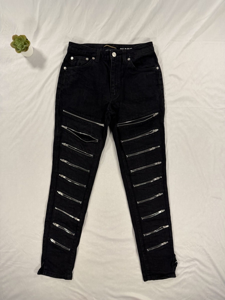 Saint Laurent Hedi Slimane D05 Multi Zip Denim Jeans Pants Black