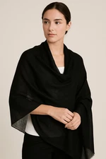 100% Pure Cashmere Pashmina Shawl NPIA Certified - Luxury Himalayan Black Wrap